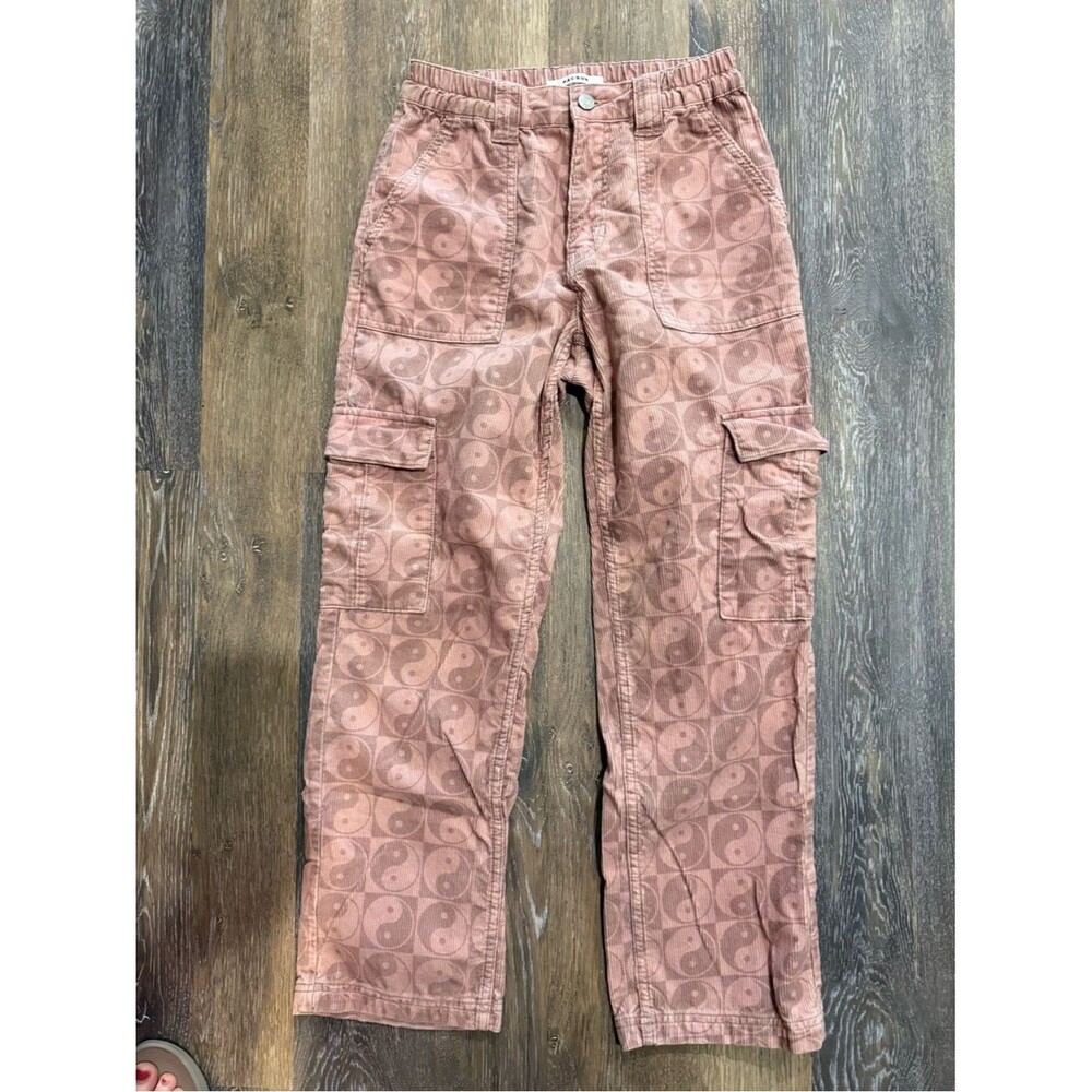 PacSun small Cotton Pink Mauve Yin and Yang Corduroy Cargo Pants